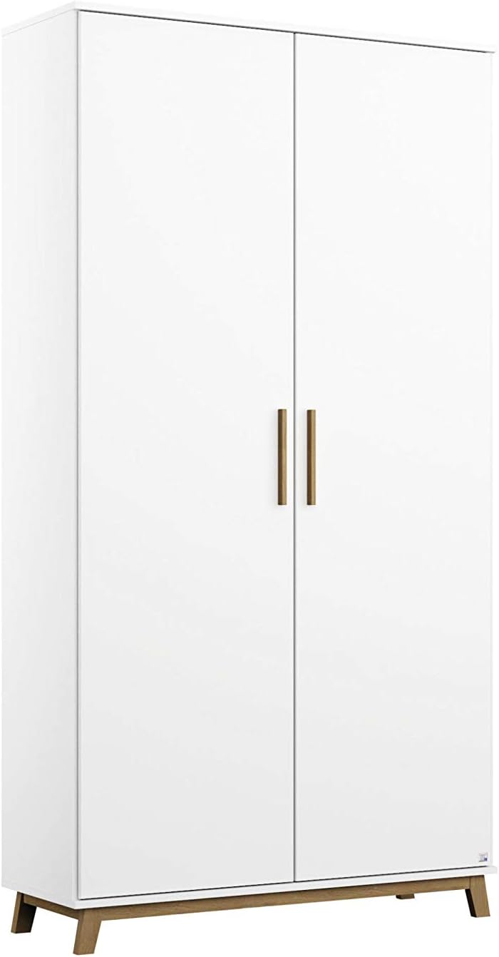 Rauch Möbel Kleiderschrank, 92x203x53 cm, Weiss/Eiche, Carlsson Schrank Drehtürenschrank in Weiss, Griffe/Füsse Eiche Massiv