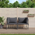 kithwjll Sofa, Poly Rattan, pulverbeschichteter Stahl, Textilene, Anthrazit
