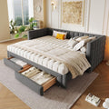 ZIDEY Matratze, 90 x 200 cm, Grau, Polsterbett Ausziehbar Schlafsofa 90x200 mit 2 Schubladen, Tagesbett ausziehbares Bett mit Lattenrost