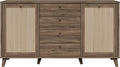 Forte Buffetschrank, 159,2 cm, 87,2 cm, 42 cm, Braun/Beige, GLENKEEN Sideboard 160, Sideboard im Boho-Stil mit Rattangeflecht