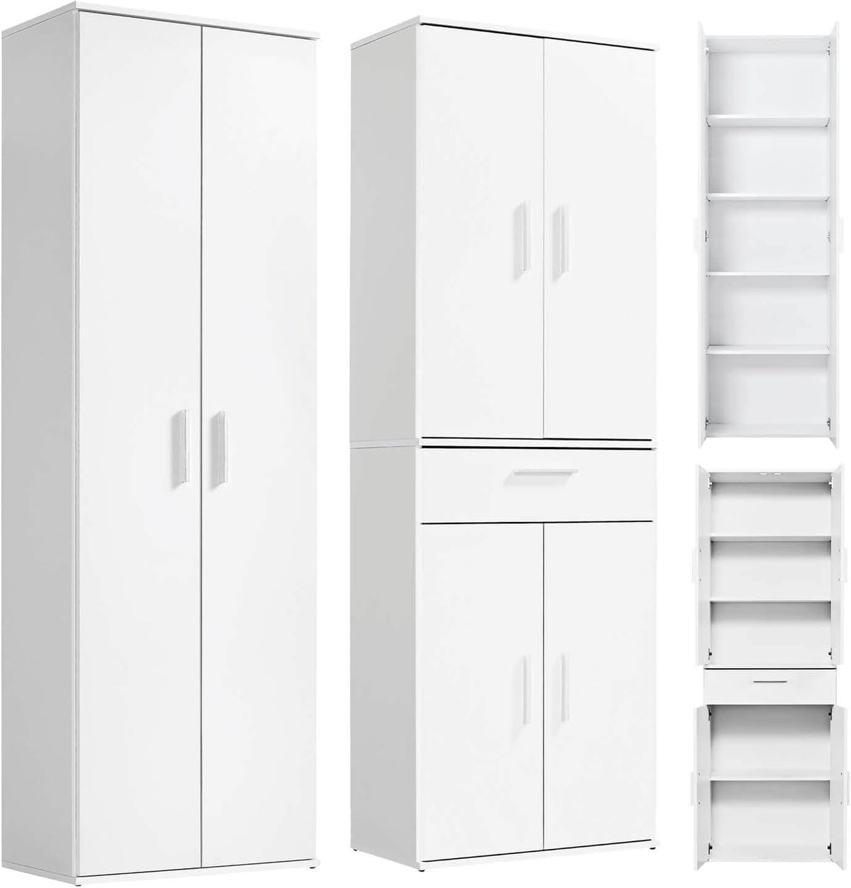 mokebo Homeoffice-Schränke, Weiss, Mehrzweckschrank Set 2-teilig 'Die Allzweckwaffe', Schrank-Set mit Mehrzweckschrank & Aktenschrank