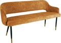 Riess Ambiente Sitzbank, 160 cm, Senfgelb/Schwarz/Gold, .de Design Paris senfgelb Samt Retro Rückenlehne, gepolsterte Esszimmerbank