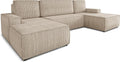 Sofa Sofnet, Beige, Wohnlandschaft mit Schlaffunktion Totti - U-Form Couch, Schlafsofa mit Bettkasten, Couchgranitur mit Bettfunktion
