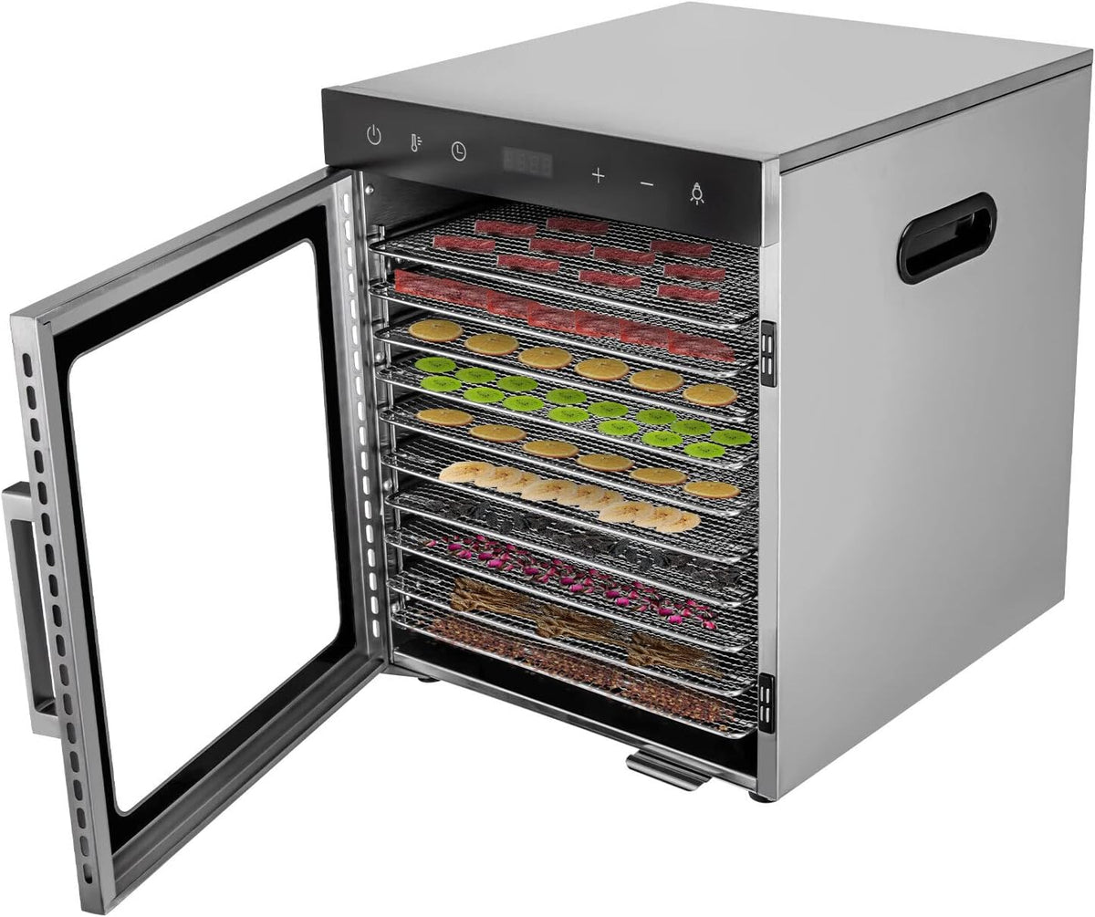 YNAADYH Dörrautomaten, Silber, Dehydrator, 10/12 Etagen Dehydrator für Lebensmittel Für Zuhause 8