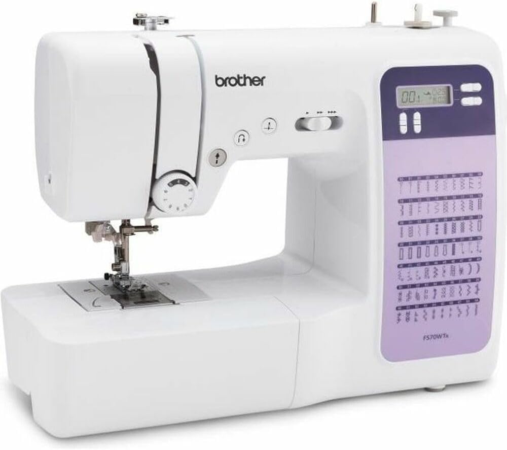 Brother Overlock-Nähmaschinen, Weiss/Violett, FS70WTx Patchwork (70 Stiche) - Nähmaschine mit, Lila