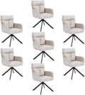 Home Deluxe Esszimmerstuhl, Beige/Schwarz, mit Armlehne Aluna Chenille - 7er Set Beige I Küchenstuhl, Polsterstuhl