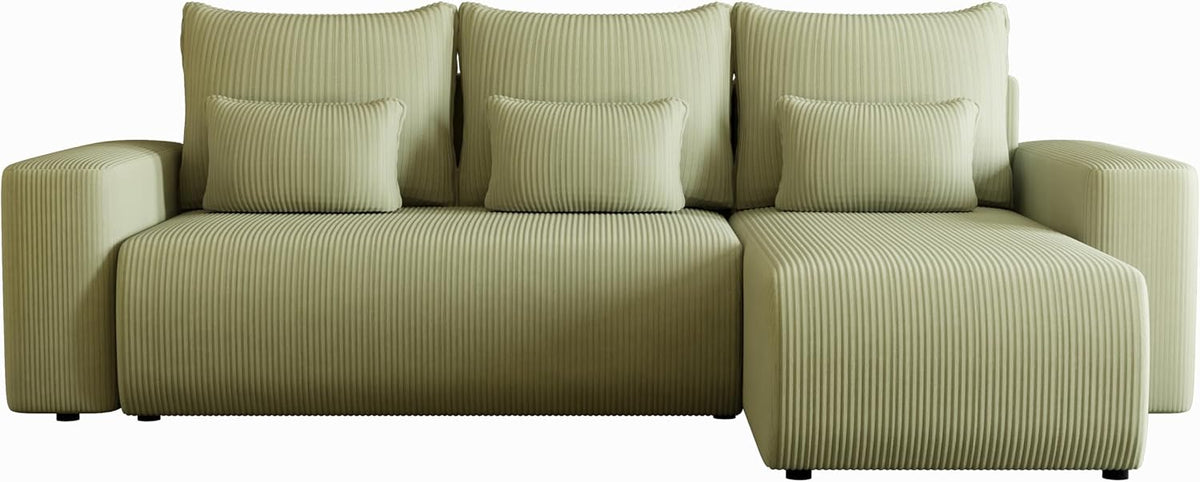 Sofa 4ALL HOME, 248x148 cm, Pistazie, Ecksofa mit Schlaffunktion Travis - Couch - mit Bettkasten, L-Form)