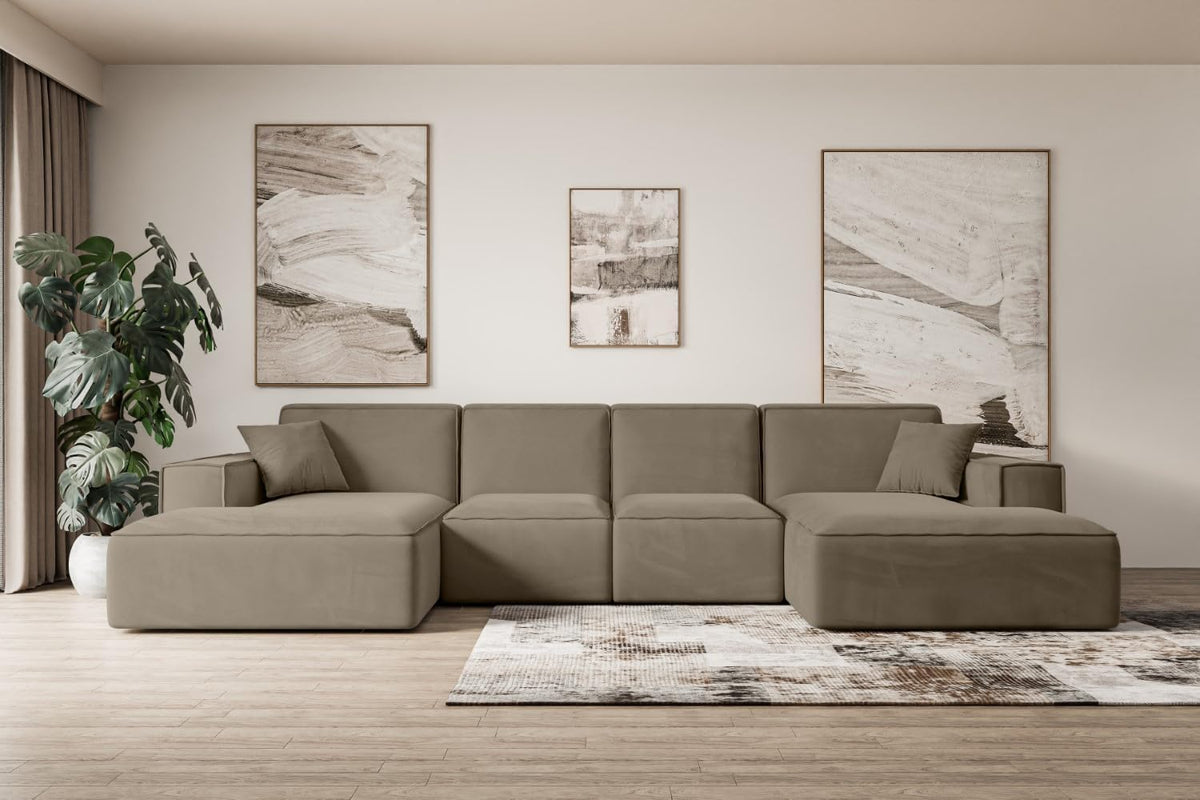 Sofa ALTDECOR, 349x169x80 cm, Braun, Ecksofa in U-Form Corner Bett Eckcouch Couch L-Form