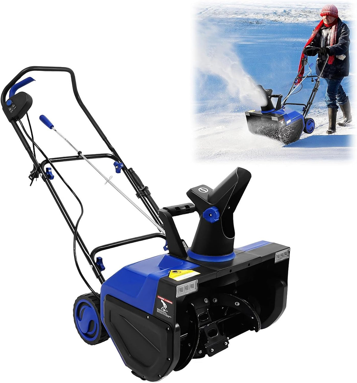 HUOMMGS Schneefräse, 2400 W, 7,6m, 60 cm, Manganstahl, Kupfer, Stahl, Schwarz