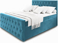 Masseno Boxspringbett, 180x200 cm, Blau, FONDI Komplett-Set mit Matratze und Topper, Polsterbett mit Zwei Bettkästen