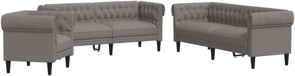 vidaXL Sofa, Taupe, Sofagarnitur 3-TLG., Sessel Couch für Wohnzimmer, Loungesofa Polstersofa mit Stützbeinen, Couchgarnitur Sitzmöbel