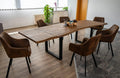 SAM Esstisch, 40 x 90 cm, Braun/Schwarz, Baumkantentisch 140 (220) x 90 cm Barcelona, Akazienholz massiv & nougatfarben