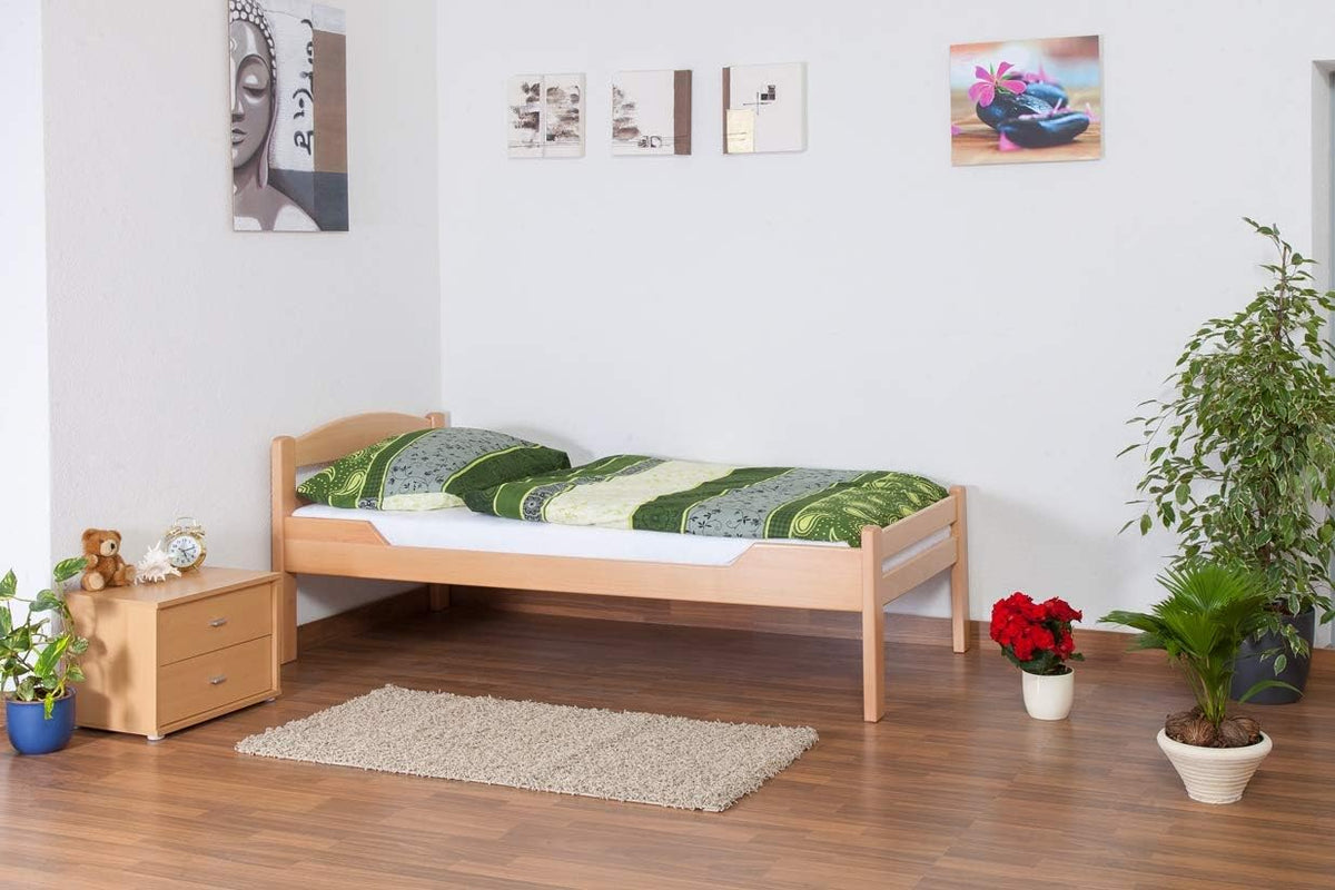 Steiner Shopping Bettrahmen, 90 x 200 cm, Natur, Einzelbett 'Easy Premium Line' K1/2n, Buche Vollholz massiv - Masse