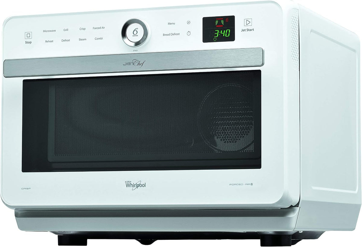 Whirlpool Mikrowelle, 1000 W, 33 L, Weiss, JT 469 mit Grill und Heissluft / / Garraum / 6th