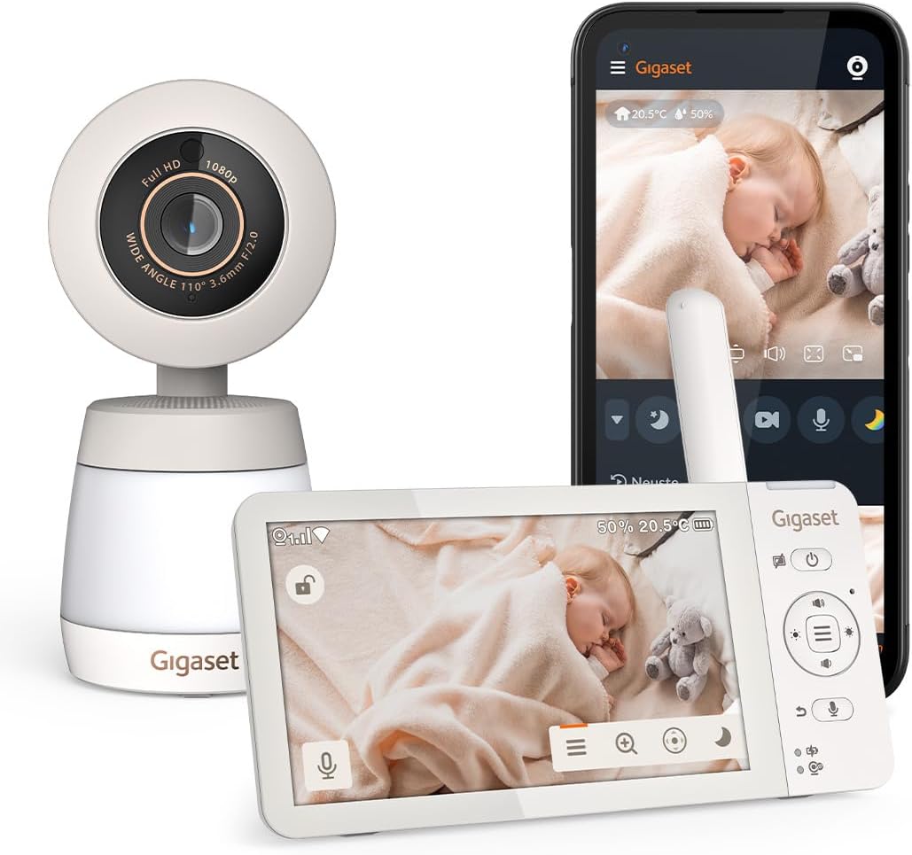 Gigaset Intelligente Überwachungsgeräte, Weiss/Grau, Baby 700 Connected, Video-Babyphone mit 5, 5'-Full HD-Touchscreen