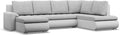 Sofa Mebligo, Grau/Weiss, Ecksofa mit Schlaffunktion und 3 Bettkasten FORESTA, Couch U Form, Wohnzimmer, Sofas & Couches