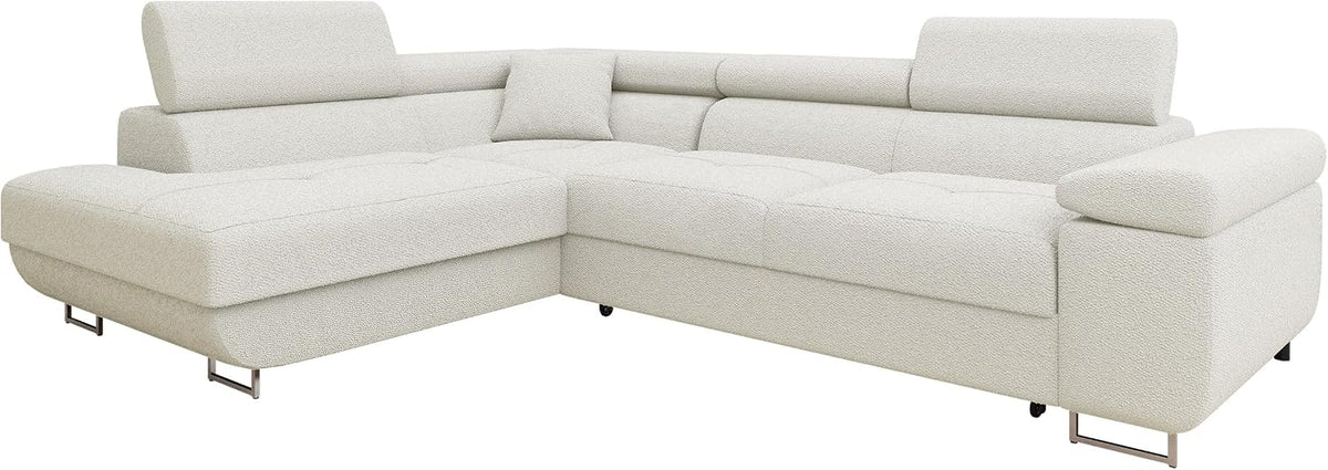 Mirjan24 Sofa, Beige, Ecksofa Torezio Premium mit Bettkasten, Einstellbare Kopfstützen, mit Schlaffunktion, Eckcouch für Wohnzimmer