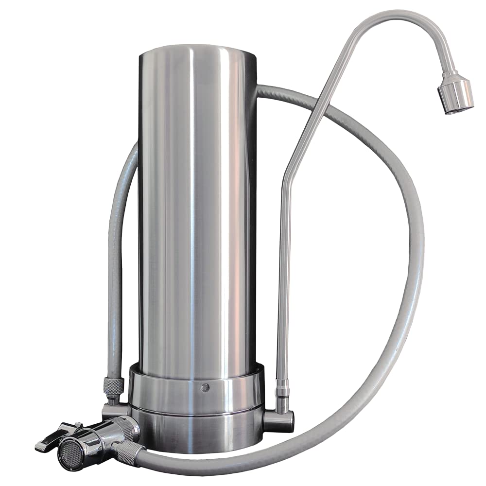 WatPass Wasserfilterkartuschen, Silber, INOX, Auftisch Wasserfilter, massives Edelstahlgehäuse, geeignet für Verwirbler