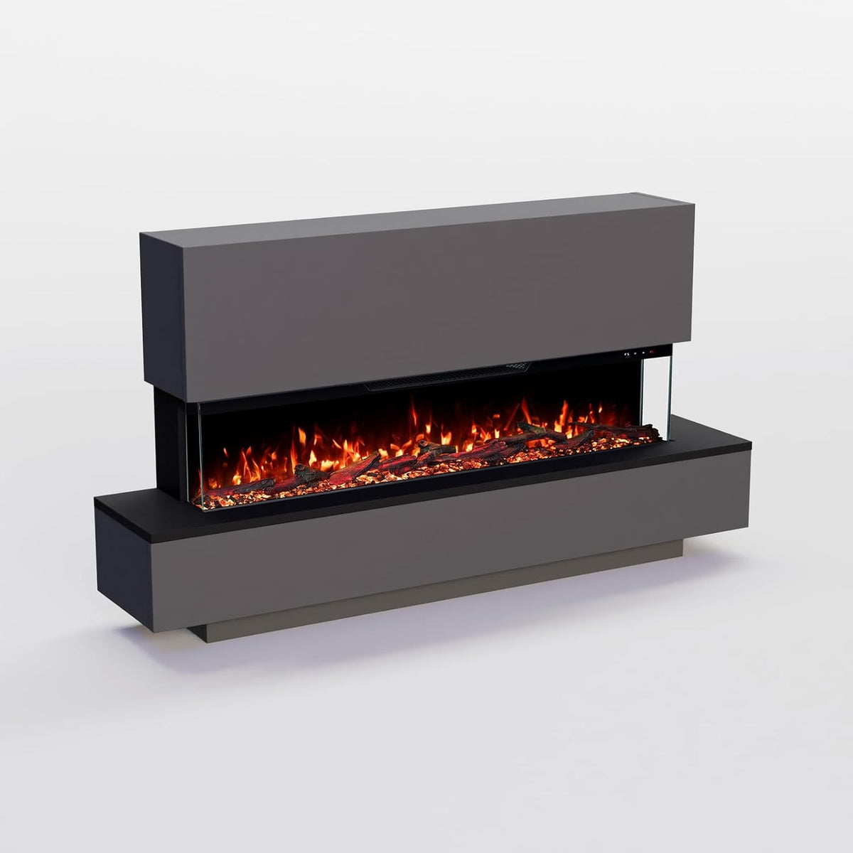 GLOW FIRE Elektrokamin, 137x75x28 cm, 1800 W, Grau, GF Core Cobalt 42 mit realistischem 3D LED-Feuer - Stand-, App Steuerung