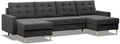 Mebligo Sofa, 294x88x140 cm, Grau, U-Förmige Ecksofa mit Schlaffunktion und Bettkasten BLANK, Couch U Form, Klappsofa mit Schlaffunktion