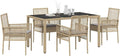 vidaXL Esstisch, Beige/Schwarz, Garten Essgruppe 5 pcs Beige Poly-Rattan, Garten & Terrasse, modernes Essset, wetterfeste Rattanmöbel