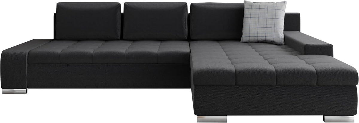 Sofa Mirjan24, Schwarz/Grau, Eckcouch Ecksofa Orkan, Elegante mit Schlaffunktion und Bettfunktion, Bettkasten Couch L